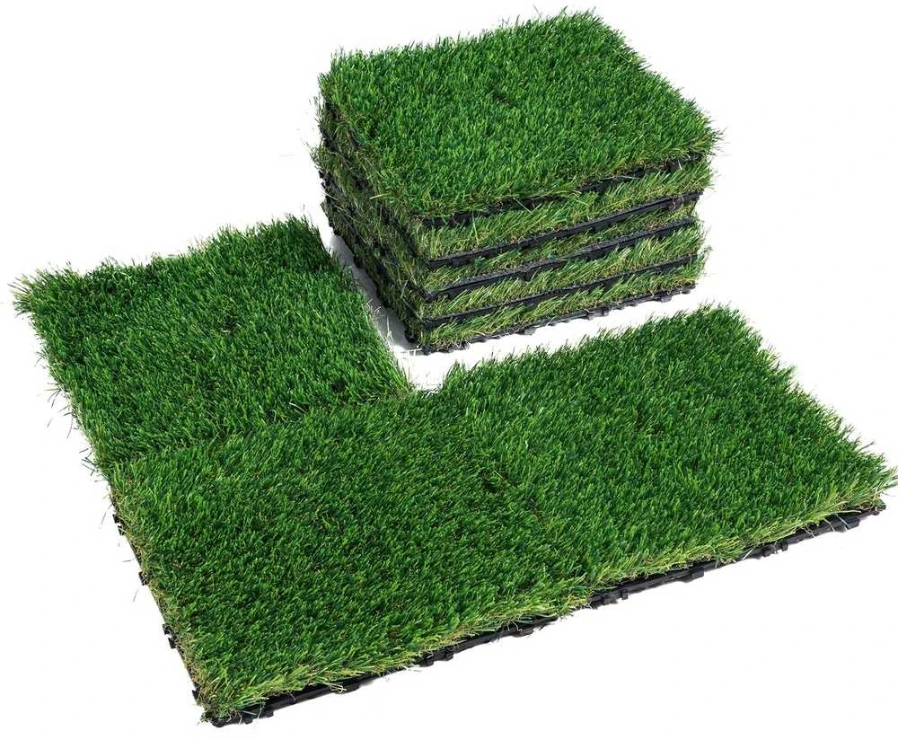 Dirbtinės žolės plytelės, sujungiama veja, savaime drenuojantis kilimėlis, 305x305mm sintetinės žolės plytelės, lauko sodo plytelės