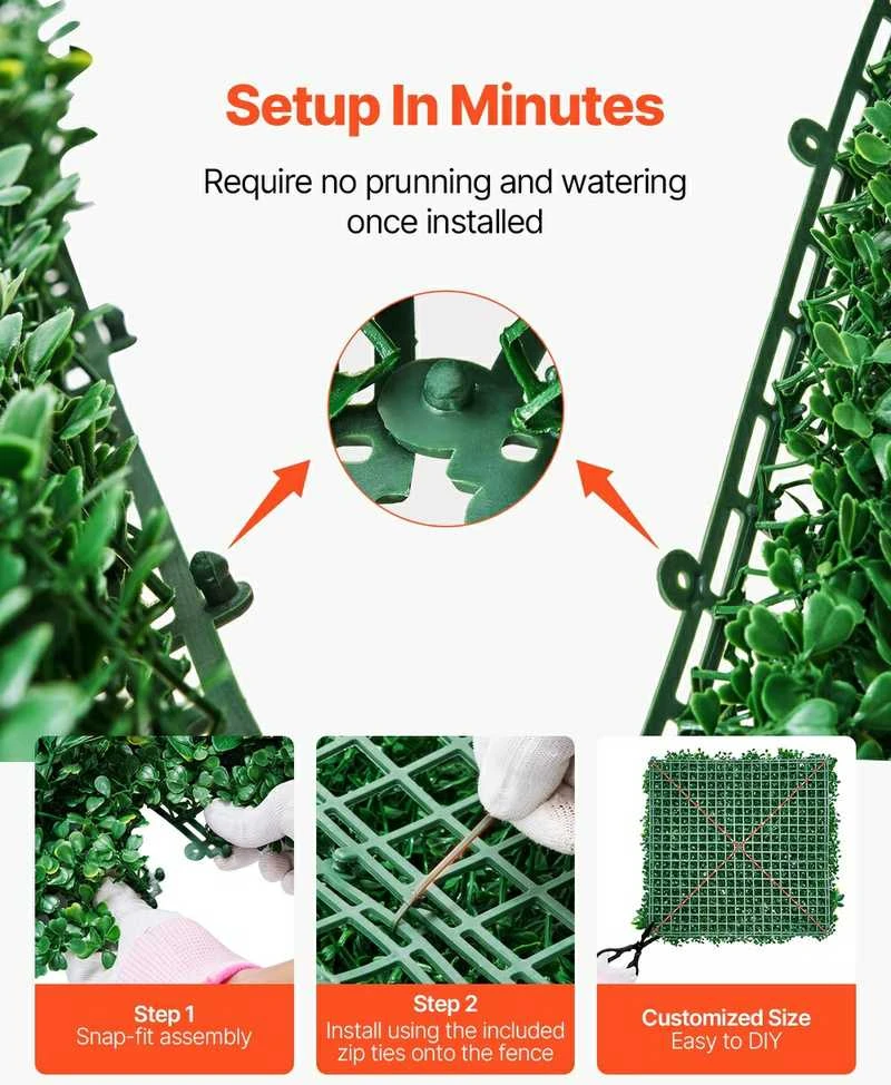 Dirbtinės žolės sienų plokštės 12 vnt., 3D žaluma dekorui, 500x500x50mm dekoratyvinės sienos panelės, žali lapai, vertikalus apželdinimas