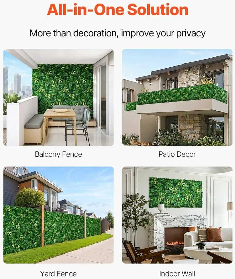 Dirbtinės žolės sienų plokštės 12 vnt., 3D žaluma dekorui, 500x500x50mm dekoratyvinės sienos panelės, žali lapai, vertikalus apželdinimas