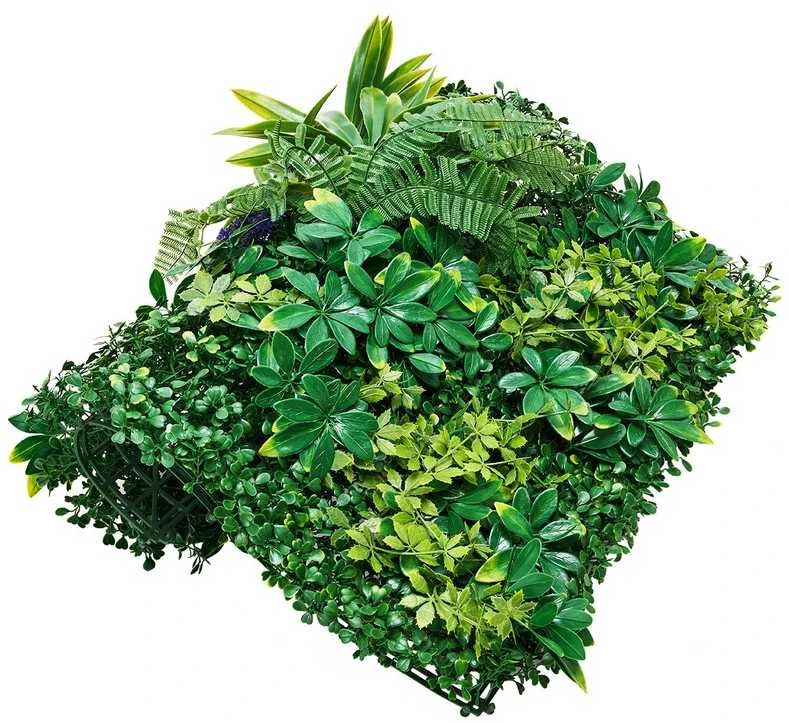 Dirbtinės žolės sienų plokštės 12 vnt., 3D žaluma dekorui, 500x500x50mm dekoratyvinės sienos panelės, žali lapai, vertikalus apželdinimas