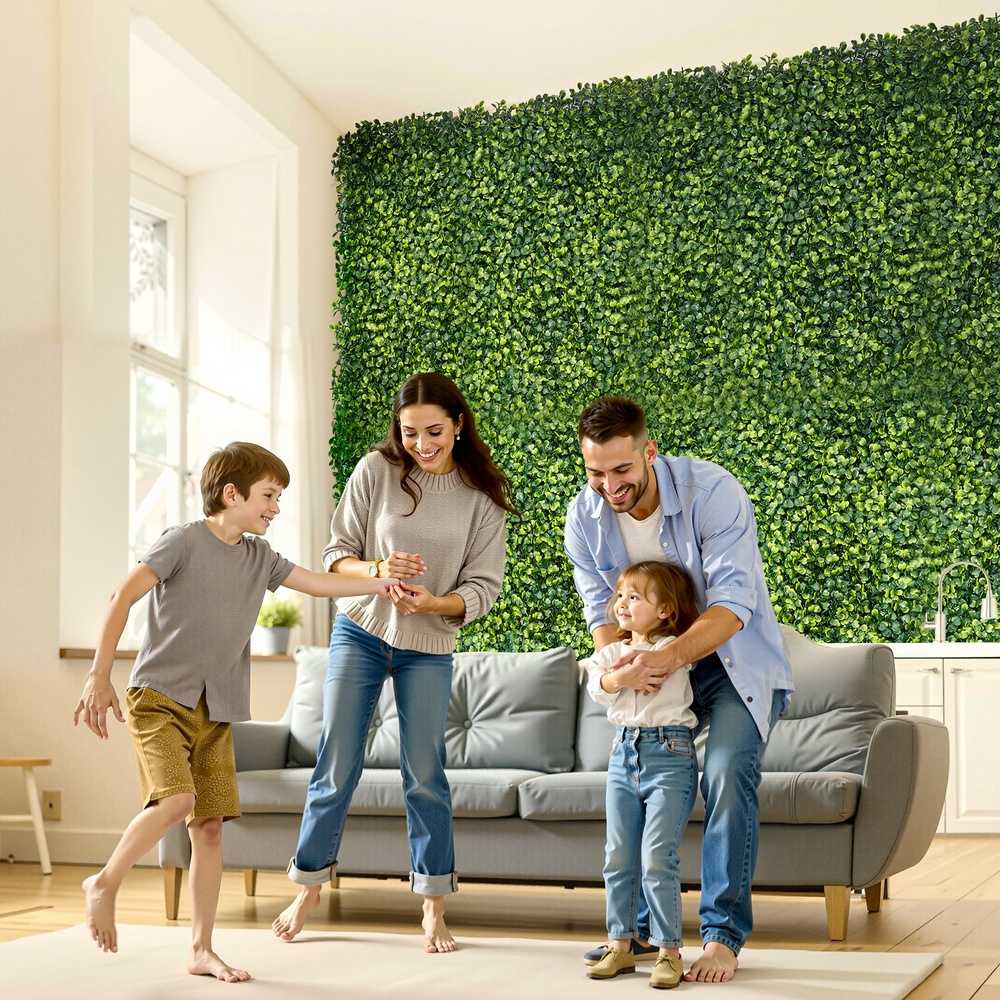 Dirbtinės žolės sienų plokštės 3000 x 1500 mm, Milano žolės dekoras, karpoma, lenkiama, žalia siena, dirbtinės vejos paneliai