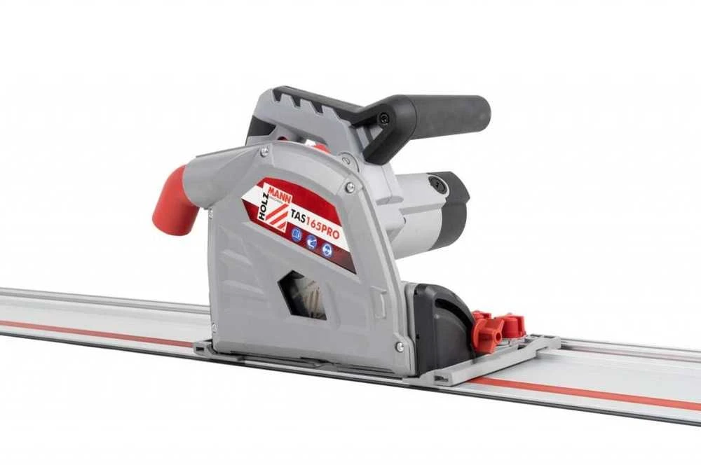 Holzmann Diskinis pjūklas su panardinimo funkcija, 1400W, 165mm diskas, kintamas greitis, su dulkių maišeliu, medienai ir stalviršiams, panardinamas pjūklas, kreipiančiojo bėgelio pjūklas
