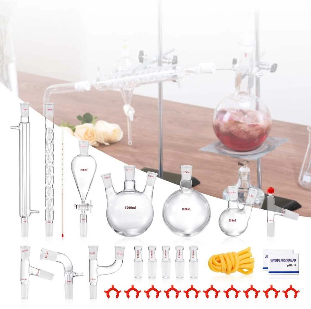 Distiliavimo rinkinys, Laboratorinis stiklas, Chemijos įranga, Moksliniai tyrimai, Švietimas