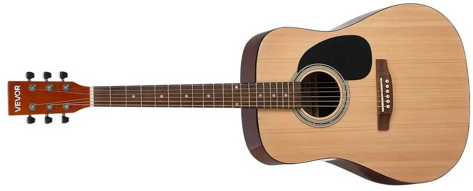 Dreadnought akustinė gitara, 1041.4 mm eglės viršus, raudonmedžio korpusas, pradedančiųjų gitaros komplektas su dėklu