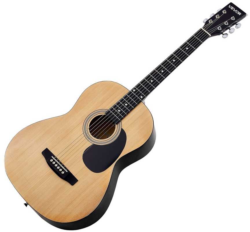 Dregnot akustinė gitara, pradedantiesiems, natūrali, 91.44 cm, paaugliams, jaunimui, studentams