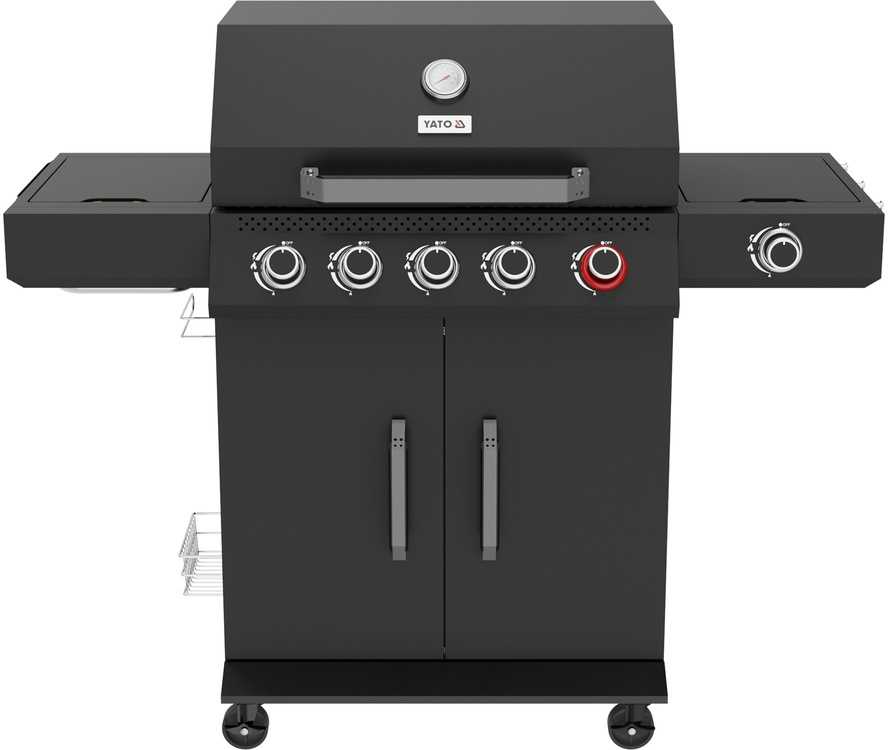 Dujinė kepsninė, 6 degikliai + infraraudonųjų spindulių šoninis degiklis, 19.5 kW, juodo plieno, lauko/sodo, nešiojama, šeimyninė, BBQ grilis