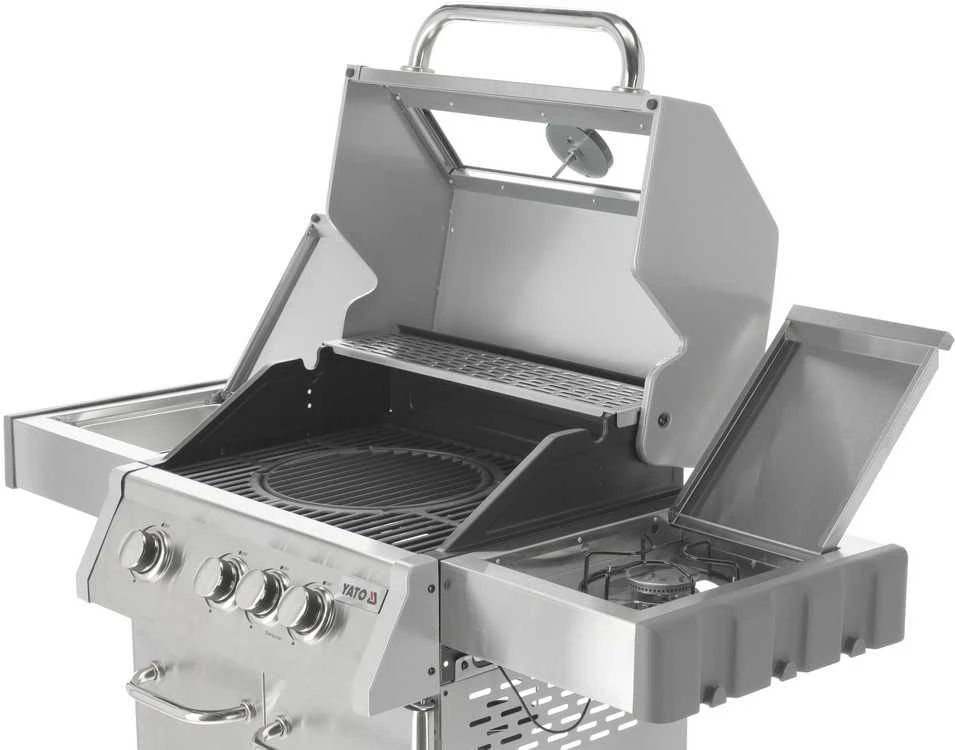 YATO DUJINĖS GRILLĖS 3+1 NERŪDIJANČIOJO PLIENO 11,5KW / STIKLAS
