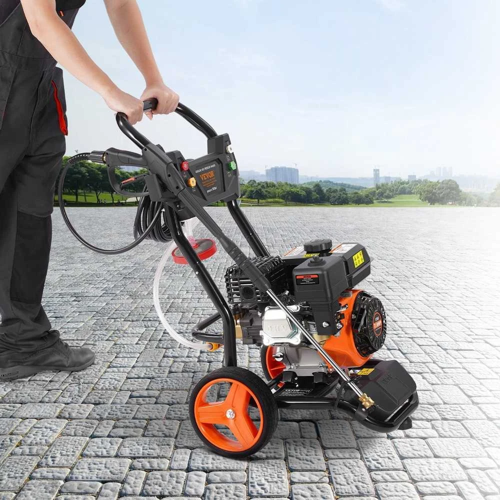 Dujinis slėginis ploviklis, aukšto slėgio ploviklis su purkštukų rinkiniu automobilių valymui, 3950 PSI, 10L/min, nešiojamas dujinis slėginis ploviklis