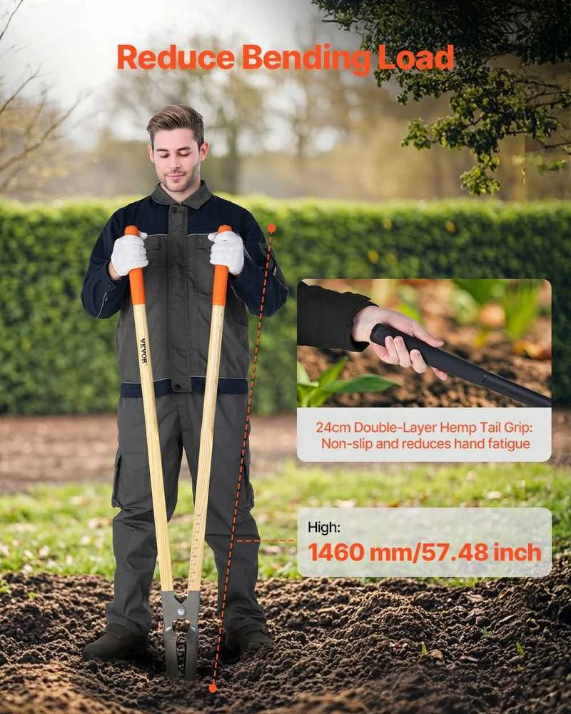VEVOR Žemės grąžtas su medine rankena ir skalės žymėmis