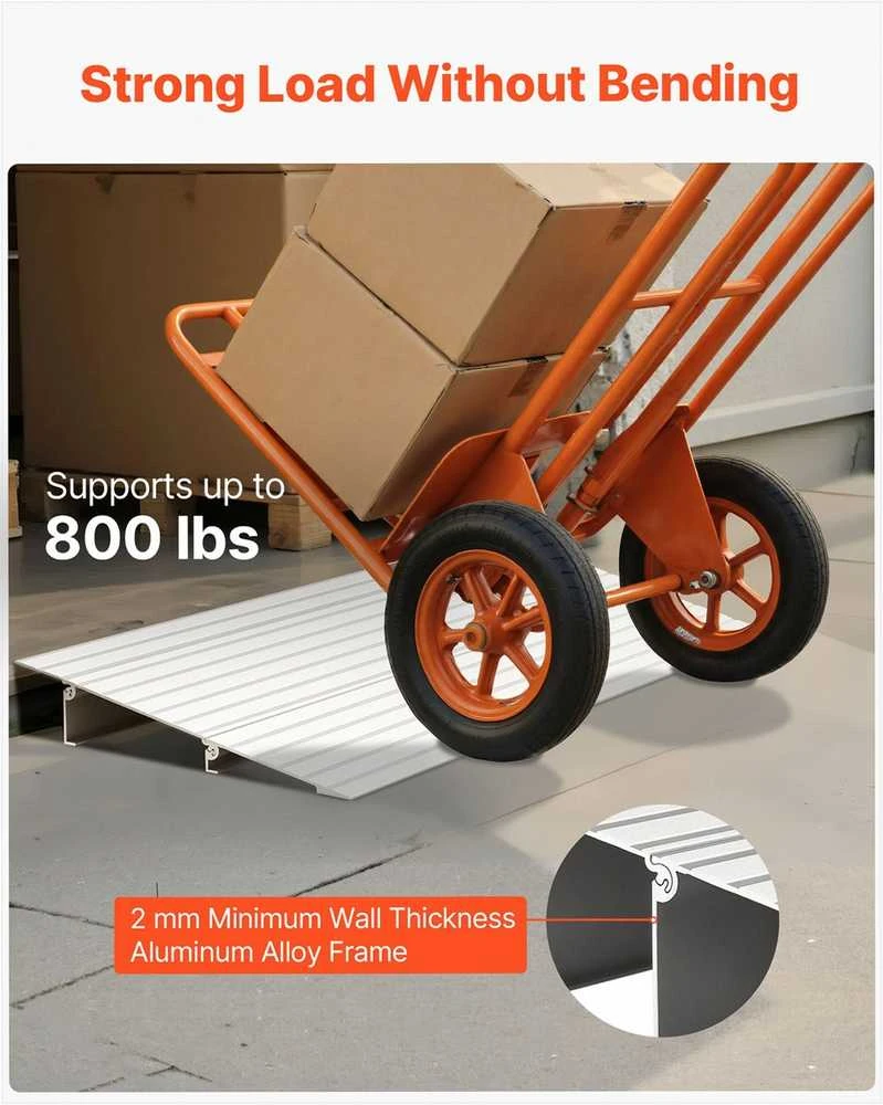 Durų slenksčio rampa neįgaliųjų vežimėliams ir motoroleriams, 59 mm pakilimas, 363 kg keliamoji galia, aliuminio lydinys, neslystantis dizainas, modulinė greito montavimo rampa, slenksčių nuolydis