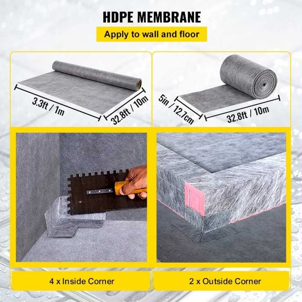 VEVOR Dušo hidroizoliacinis komplektas 965x1524 mm su nutekėjimo anga