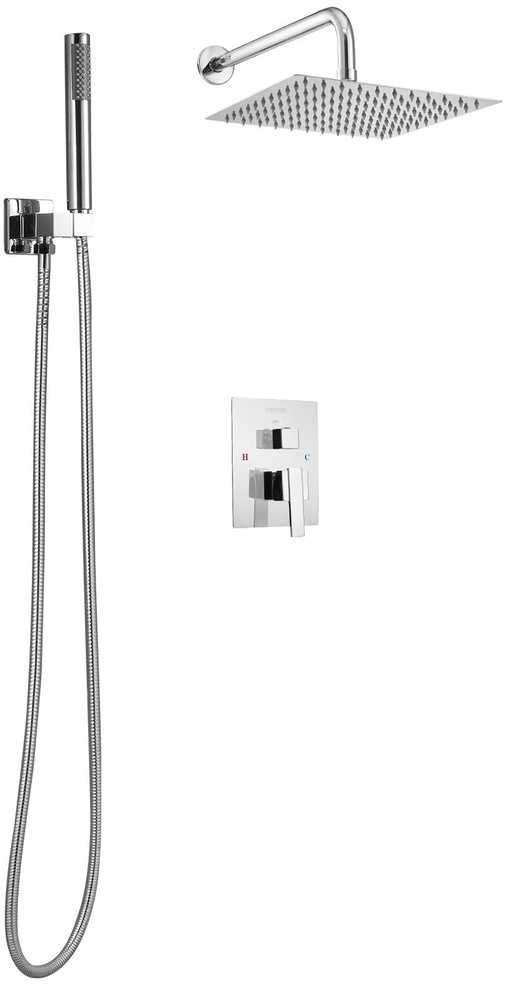 Dušo sistema su lietaus dušu, chromuota, rankiniu dušeliu, voniai, viešbučiui, butui, dušo komplektas