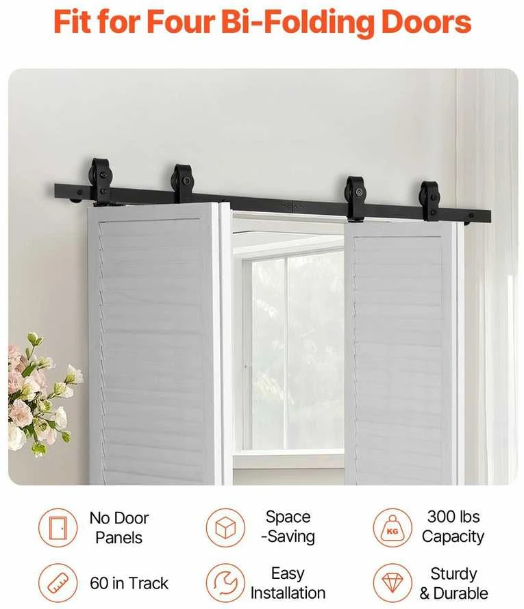 VEVOR dvejų poslinkių tvarkingų durų bėgių sistema 152 cm