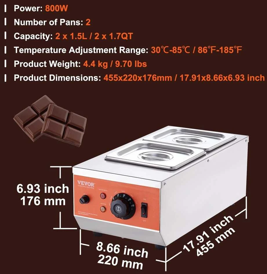 Dvigubas šokolado tirpiklis, 9kg