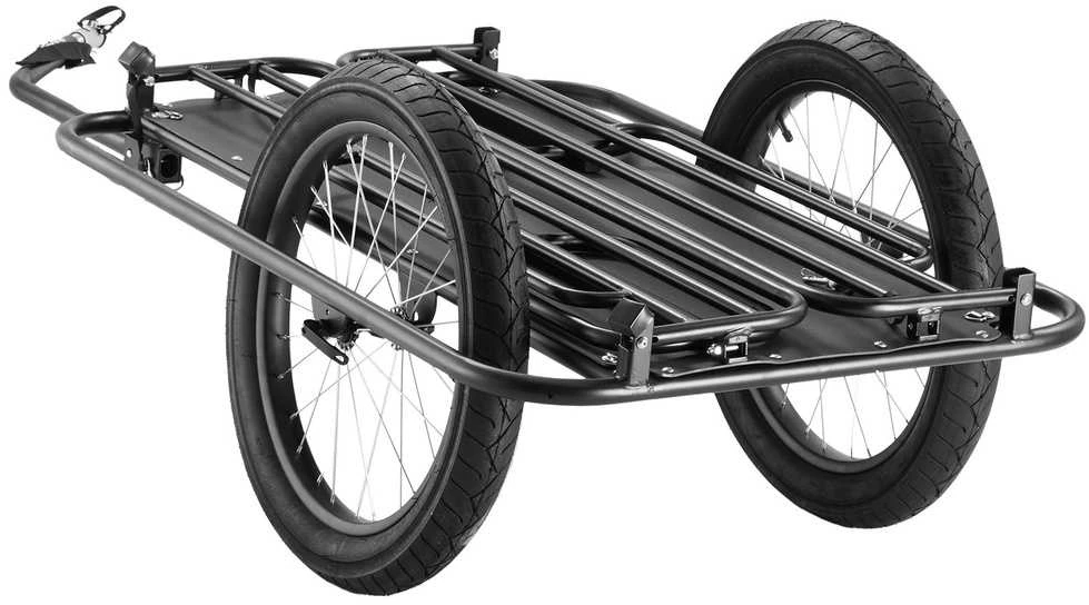 Dviračio krovininis priekaba, sulankstoma, 125 kg, 20 colių ratai, universalus kablys, stovyklavimui, pirkiniams, kelionėms, vežimėlis, bagažinė