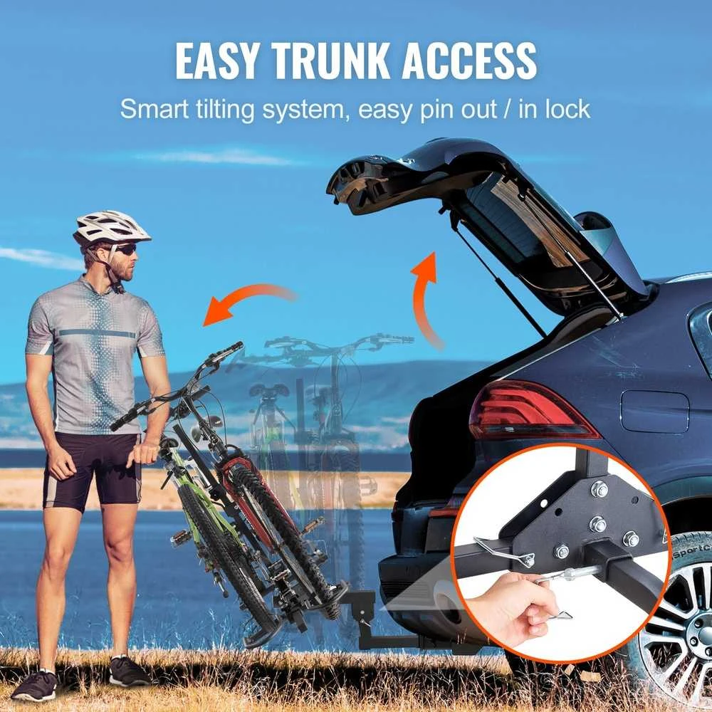 Dviračių laikiklis ant kablio 2 dviračiams, platforma, atlenkiamas, 72.5kg, automobiliui, visureigiui, kemperiui, pikapui