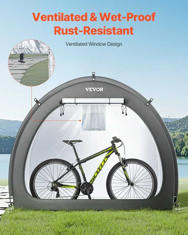Dviračių laikymo palapinė, ventiliatoriaus formos, dvidurė, vandeniui atspari, 4-5 dviračių talpos, lauko dviračių pastogė
