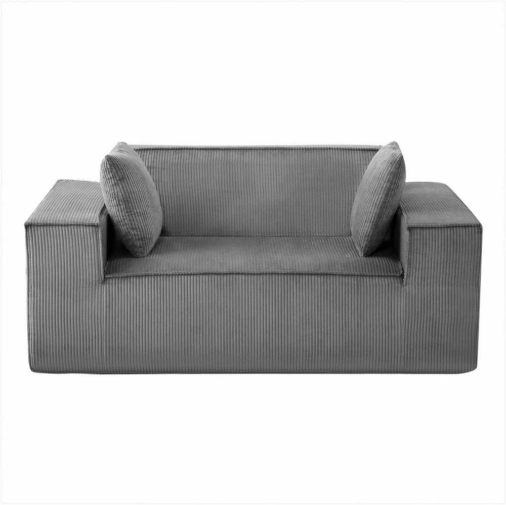 Dvivietė sofa, velvetinė sofa su kišeninėmis spyruoklėmis, nereikia surinkti, pilka maža sofa svetainei, miegamajam, biurui, minkštas baldas