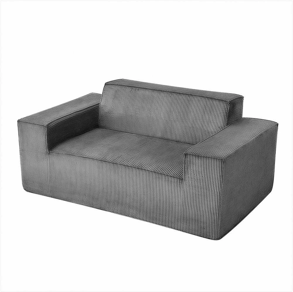 Dvivietė sofa, velvetinė sofa su kišeninėmis spyruoklėmis, nereikia surinkti, pilka maža sofa svetainei, miegamajam, biurui, minkštas baldas