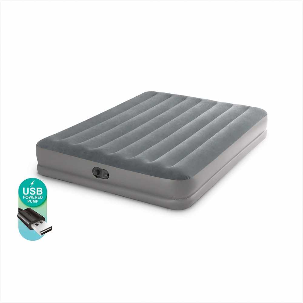 Pripučiamas čiužinys Intex Queen Prestige Mid-Rise su USB pompa 152×203×30 cm