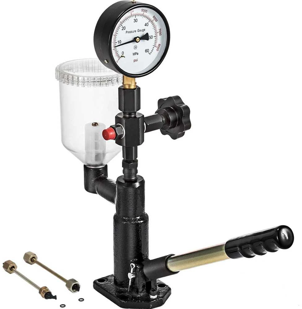 Dyzelinio purkštuko antgalio slėgio testeris, su dvigubu matuokliu, 0–600 barų / 0–8000 PSI