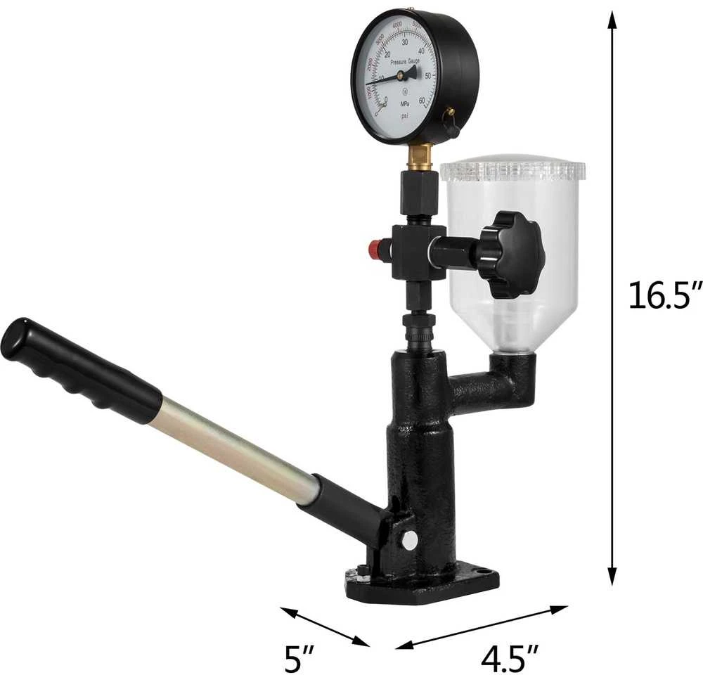 Dyzelinio purkštuko antgalio slėgio testeris, su dvigubu matuokliu, 0–600 barų / 0–8000 PSI