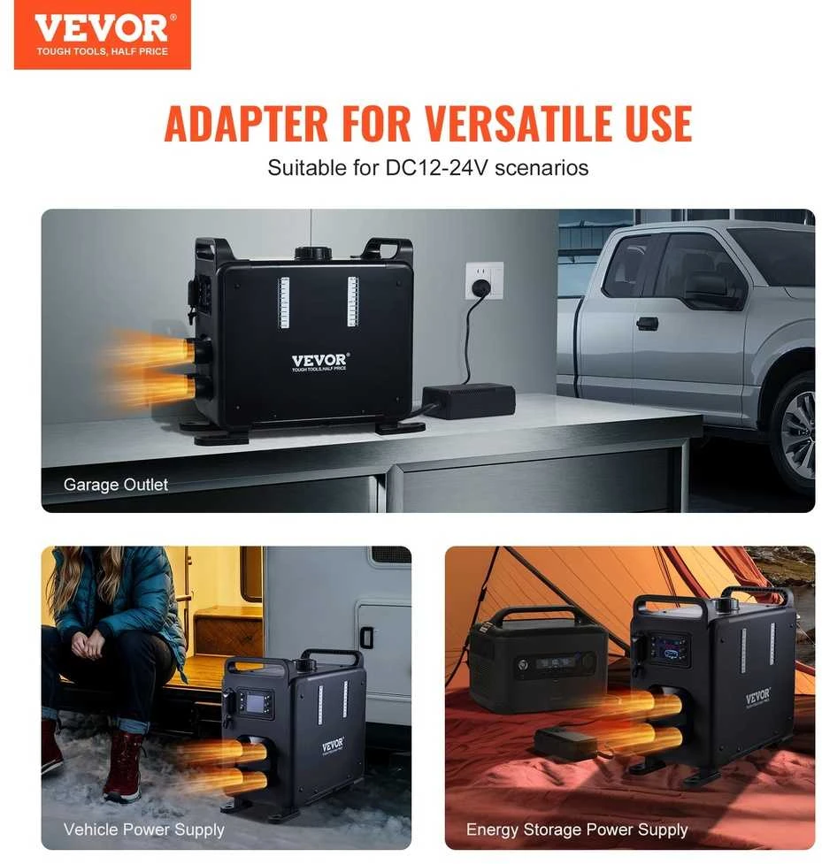 Dyzelinis Šildytuvas 12V/24V 8kW, Bluetooth, RV, Garažui, Kempingui, su CO Jutikliu, Automobiliams, Nameliams
