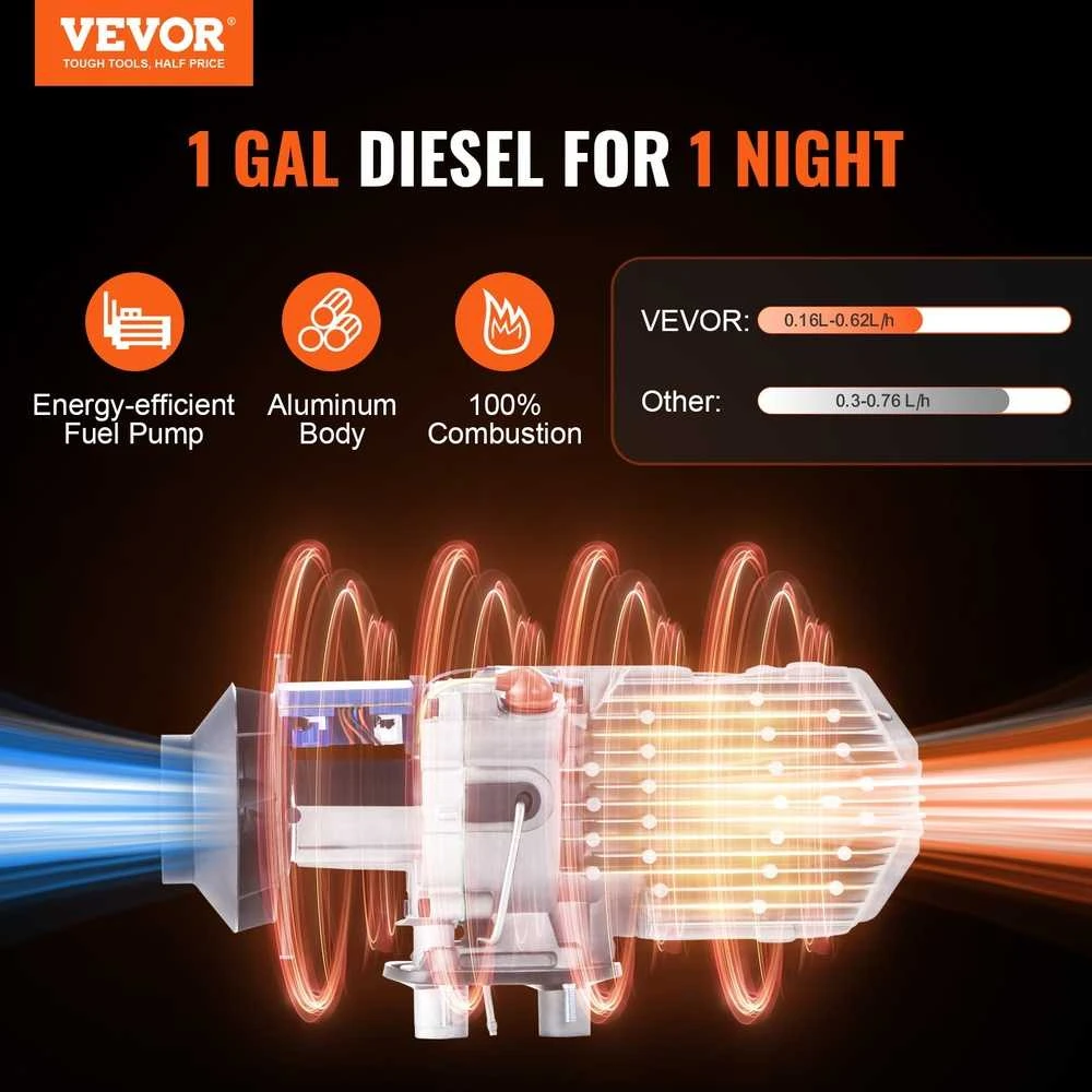 Dyzelinis šildytuvas 12V 8kW, su Bluetooth, LCD, automobiliui, autobusui, kemperiui, namams, greitas, ekonomiškas