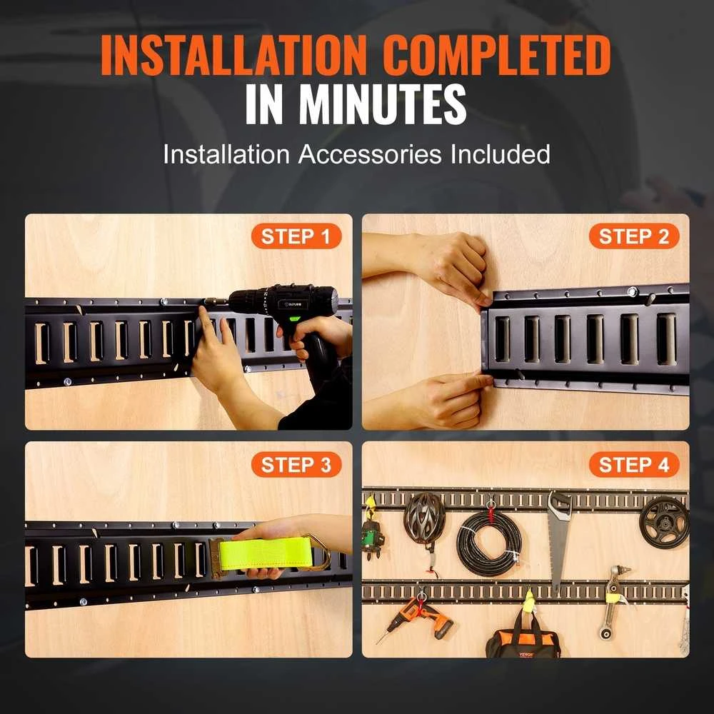 E track tvirtinimo bėgelių rinkinys kroviniams, 1524 mm plieniniai bėgeliai, 4 vnt. sunkiųjų Etrack bėgelių rinkinys, motociklų tvirtinimai, keturračių tvirtinimai