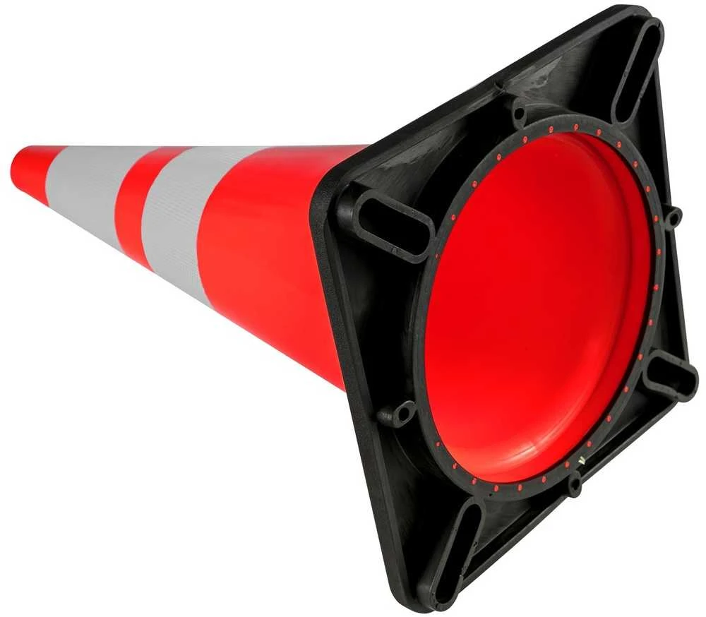 VEVOR Eismo kūgiai 6 vnt., 92 cm, PVC oranžiniai saugos kūgiai su juodu pagrindu, kelio kūgiai, statybų aikštelės kūgiai, automobilių stovėjimo aikštelės kūgiai