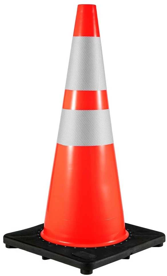 VEVOR Eismo kūgiai 6 vnt., 92 cm, PVC oranžiniai saugos kūgiai su juodu pagrindu, kelio kūgiai, statybų aikštelės kūgiai, automobilių stovėjimo aikštelės kūgiai