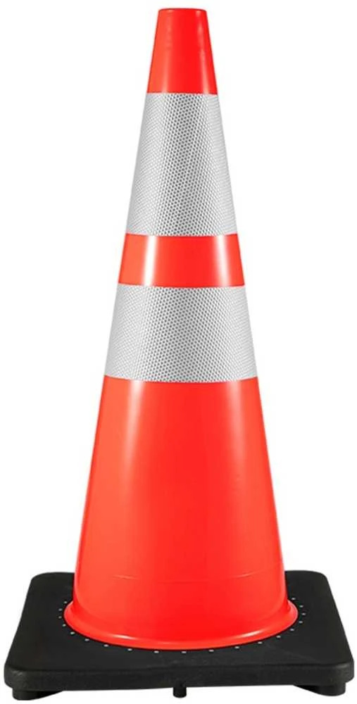 VEVOR Eismo kūgiai 6 vnt., 92 cm, PVC oranžiniai saugos kūgiai su juodu pagrindu, kelio kūgiai, statybų aikštelės kūgiai, automobilių stovėjimo aikštelės kūgiai
