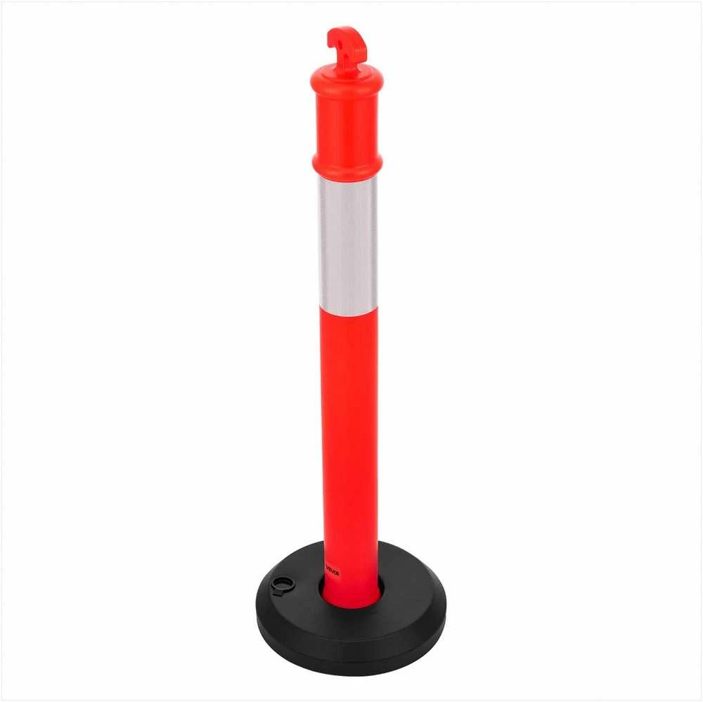 Eismo reguliavimo stulpeliai raudoni 1140 mm, sunkiasvoris užpildomas pagrindas, 360° atspindinčios juostos, statybvietėms, stovėjimo aikštelėms, minios valdymui, eismo saugumo kūgiai, kelio stulpeliai