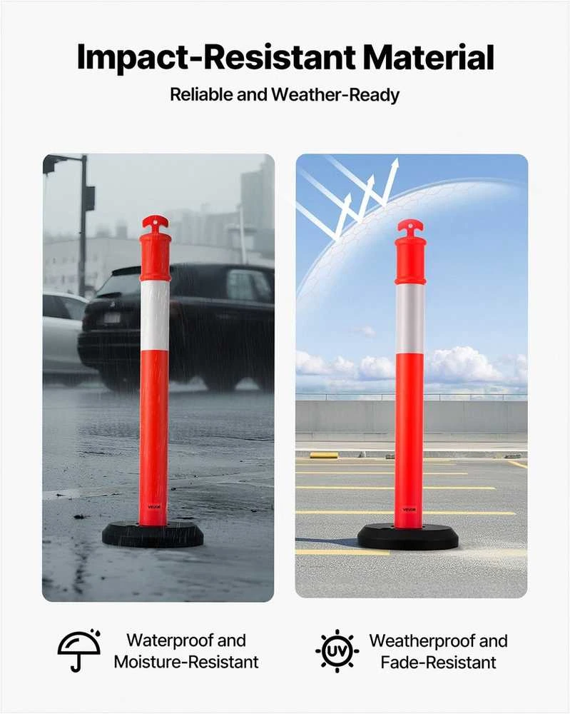 Eismo ribotuvų stulpeliai su užpildomu pagrindu ir atspindinčiomis juostomis, 1140 mm aukščio, raudoni signaliniai kūgiai statybvietėms ir aikštelėms, 3 vnt