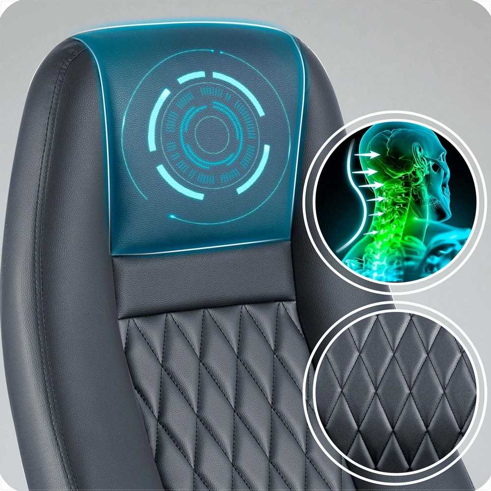 Ekologinės odos biuro kėdė, reguliuojamo aukščio, ergonomiško dizaino, chromuotas pagrindas, patogus sėdėjimas