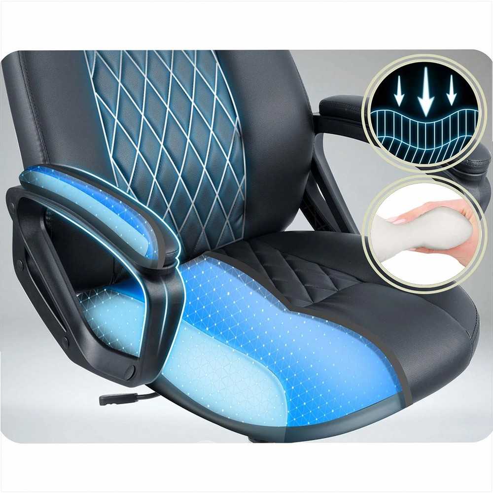 Ekologinės odos biuro kėdė, reguliuojamo aukščio, ergonomiško dizaino, chromuotas pagrindas, patogus sėdėjimas