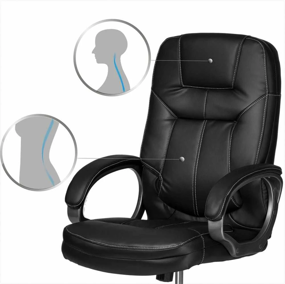 Sofotel Ekologiškos odos biuro kėdė, ergonomiška kompiuterio kėdė, juoda vadovo kėdė, reguliuojamo aukščio biuro kėdė, patogi darbo kėdė