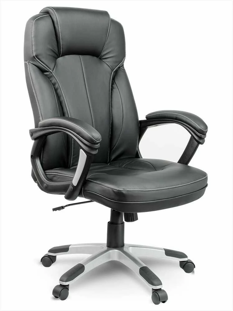 Ekologiškos odos biuro kėdė, ergonomiškas dizainas, juoda pasukama kėdė, patogi kompiuterio kėdė, vadovo biuro kėdė