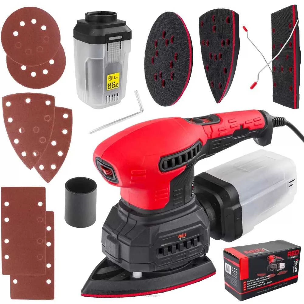 Red Technic Raudona Technic Universalus 3in1 ekscentrinis šlifuoklis Raudona Technic RTSMO0060