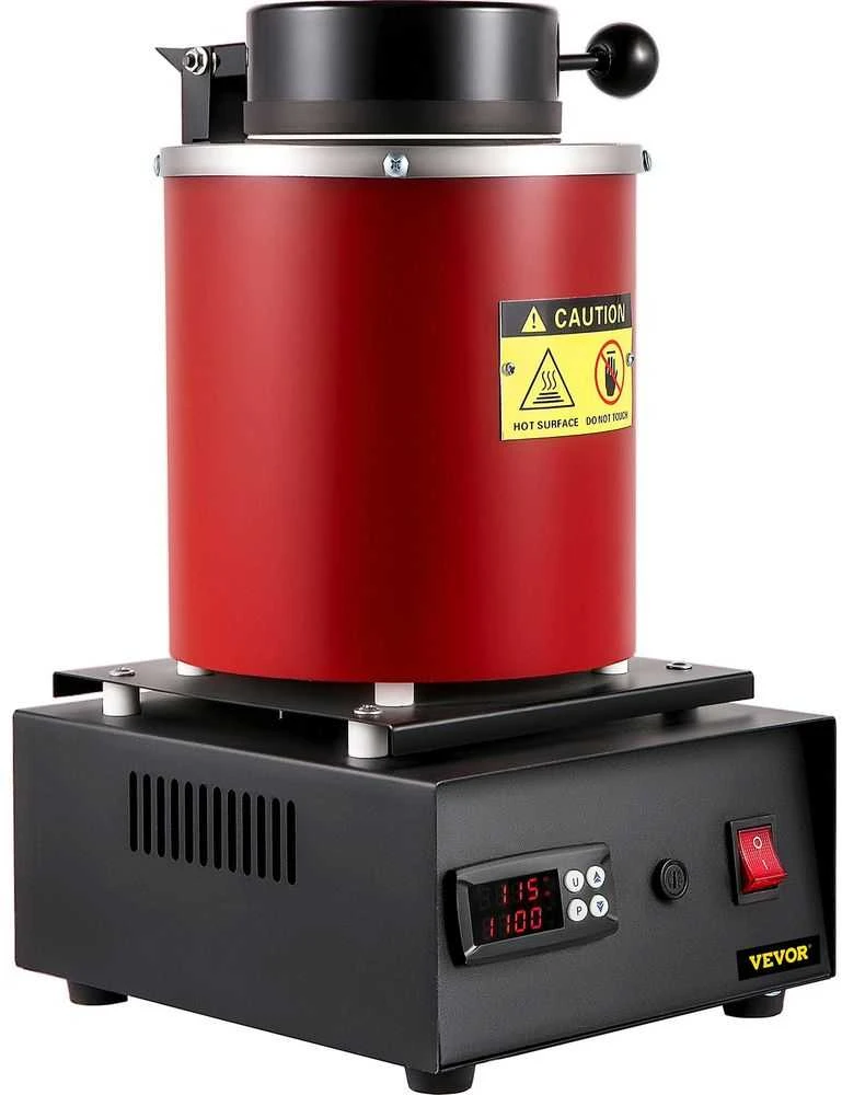 Elektrinė aukso lydymo krosnis, 1350W, 1150°C, su tiglio rinkiniu auksui, sidabrui, variui, aliuminiui, profesionali metalo lydymo krosnis
