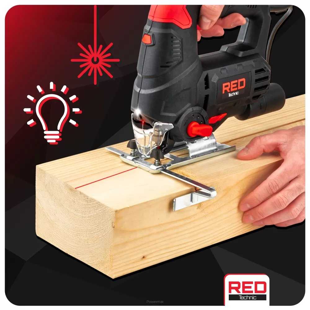 Red Technic Elektrinė siaurapjūklis, 1400 W, su 15 pjūklelių, reguliuojama švytuoklė, lazerinis kreipiklis, medienos ir metalo pjovimui, elektrinis įrankis