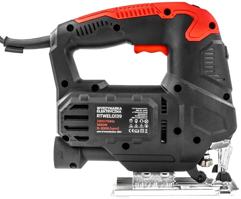 Red Technic Elektrinė siaurapjūklis, 1400 W, su 15 pjūklelių, reguliuojama švytuoklė, lazerinis kreipiklis, medienos ir metalo pjovimui, elektrinis įrankis