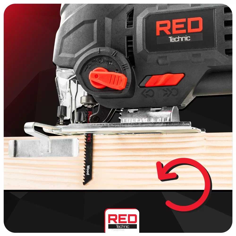 Red Technic Elektrinė siaurapjūklis, 1400 W, su 15 pjūklelių, reguliuojama švytuoklė, lazerinis kreipiklis, medienos ir metalo pjovimui, elektrinis įrankis