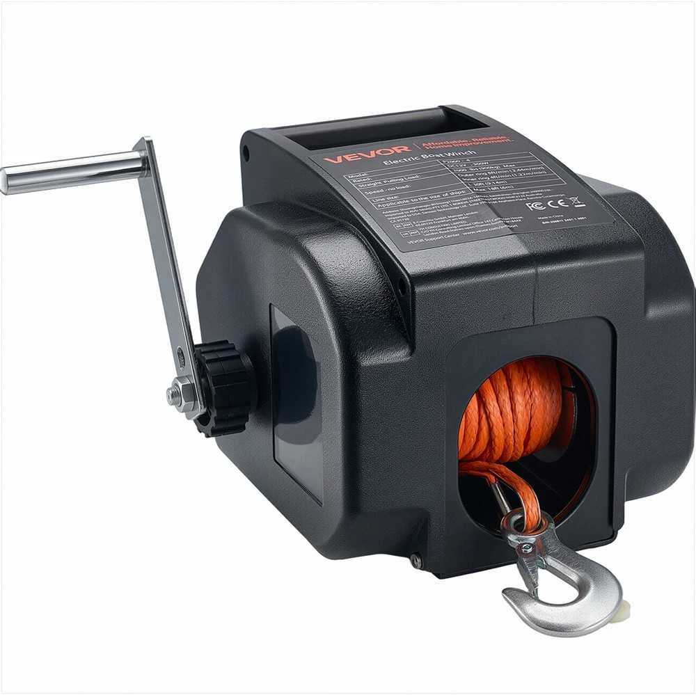 VEVOR Elektrinis valčių gervė, 12V DC 300W, reversinė gervė iki 900 kg