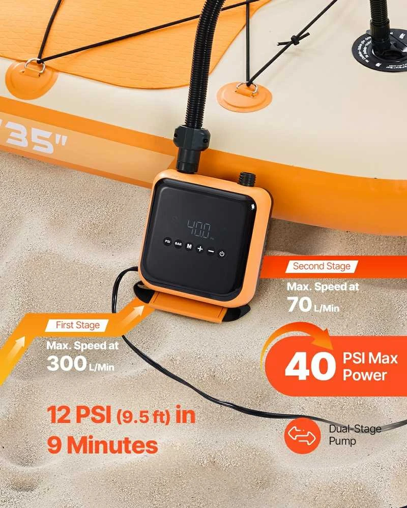 VEVOR Irklentės pompa 40PSI pripučiamiems valčiai