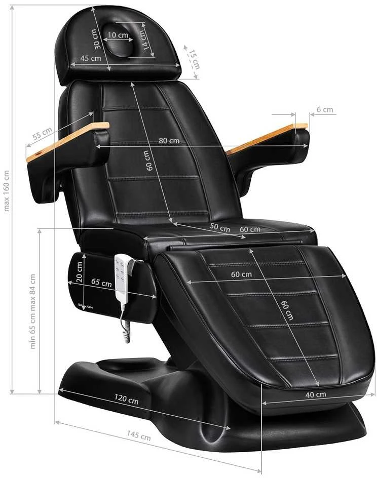 Activeshop Kosmetologinis krėslas SILLON PRESTIGE LUX ELECTRIC 3 MOTOR Juodas