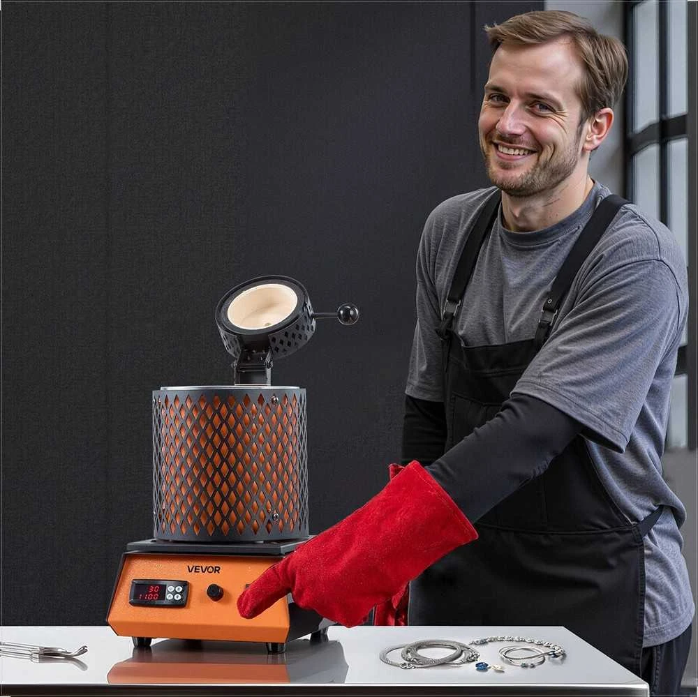 Elektrinė krosnelė VEVOR Elektrinė lydymo krosnelė, 1350W, 3kg keraminis tiglis