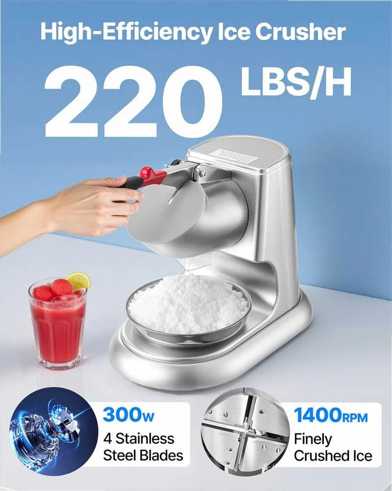 VEVOR Komercinis ledo trupintuvas 100 kg/val elektrinis