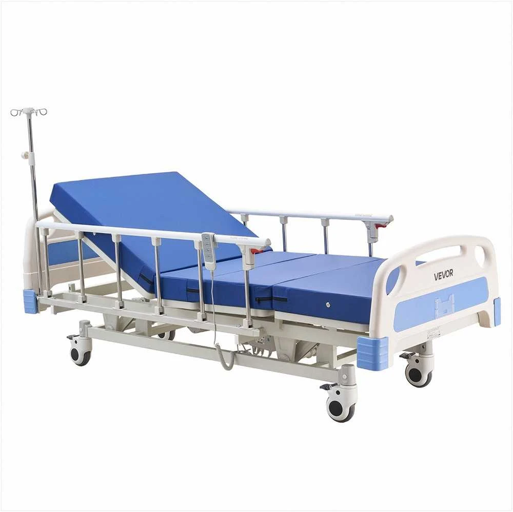 Elektrinė medicininė lova su čiužiniu, reguliuojamas aukštis, atlošas ir kojos, 127mm ratukai, 250kg apkrova, skirta ligoninės ir namų priežiūrai