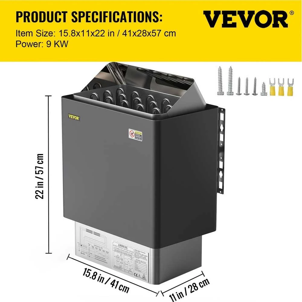 VEVOR Elektrinis saunos šildytuvas su išorine kontrole 9 kw